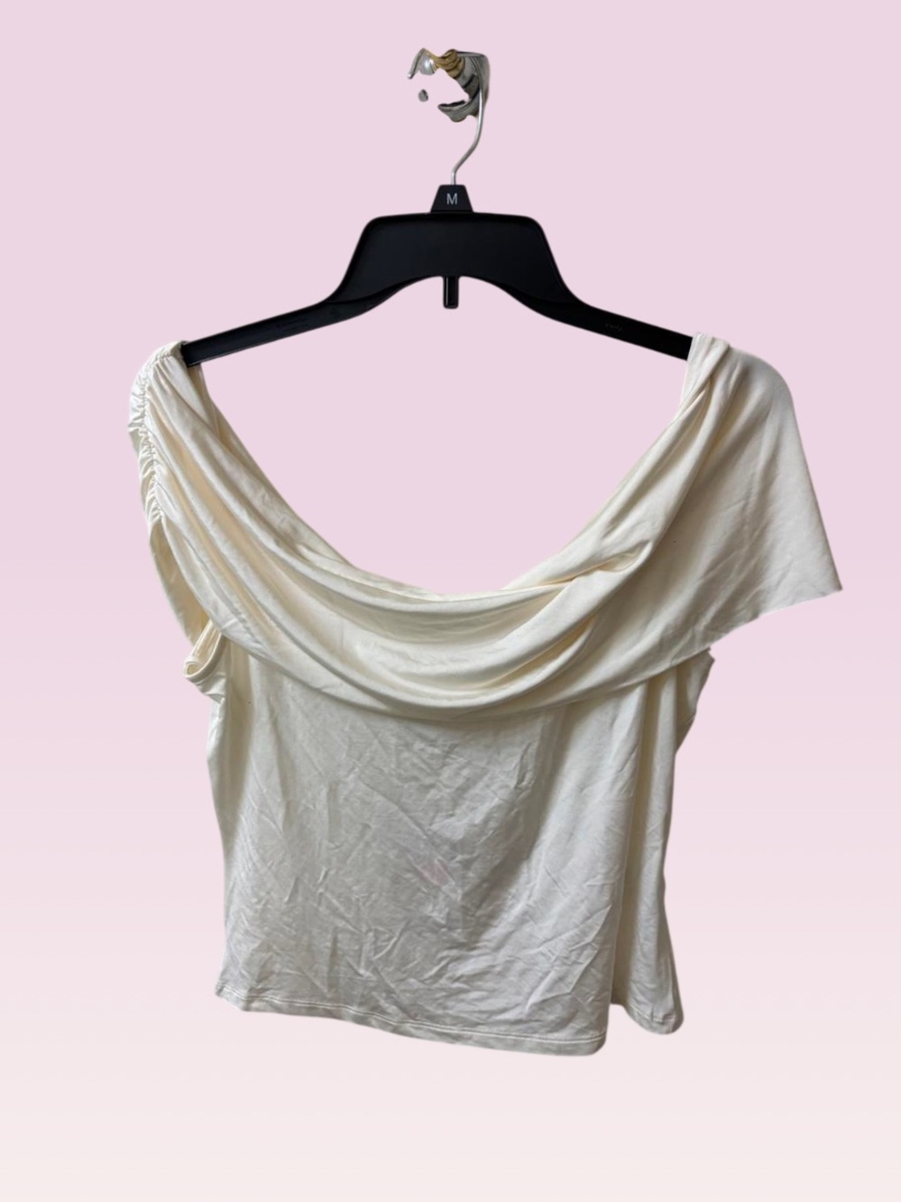 Womens & Other Stories Off-Shoulder Cream Drape Neck Top NEW